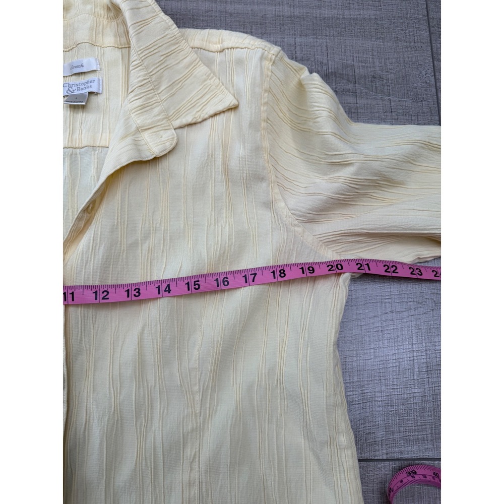 Christopher & Banks Textured Crinkle Button Up Blouse Yellow Size Large - Picture 5 of 6